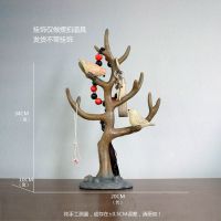创意客厅卧室鞋柜放钥匙玄关可爱绅士鹿先生收纳神器家居桌面摆件 树杈小鸟收纳-原色