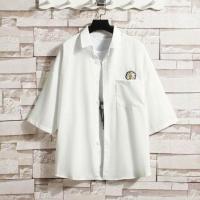 海南岛服沙滩短袖衬衫休闲宽松港风上衣橘子花印花度假花衬衫衬衣 139小菊花#白色 M