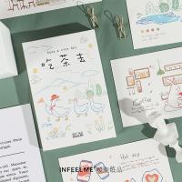 Infeel.me暖空盒装明信片 [吃茶去]30张入 手绘留言祝福贺卡 如图