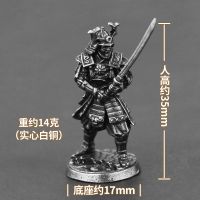 白铜金属日本幕府武士兵人模型成品桌面摆件饰品手办玩具男生礼物 侍大将-守势(白铜实心)