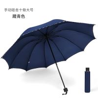 十骨八股加大雨伞双人三人大号折叠雨伞男女商务伞三折晴雨太阳伞 [藏青色] 八股雨伞:遮雨