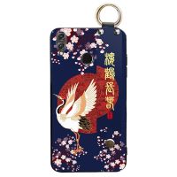 华为荣耀8X手机壳防摔软胶JSN-AL00a/TL00/AL00手机壳女款斜挎壳 蓝底仙鹤-腕带壳 Honor 8x