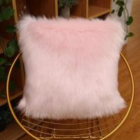 北欧风长毛绒抱枕含芯现代简约沙发靠垫腰靠正方形床头毛毛靠枕 浅粉色 单面毛40X40cm(枕套)