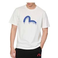 S45(原1807)春夏新款基础潮牌印花短袖打底衫宽松情侣半袖t恤男 象牙白 福神款 S 80-118斤