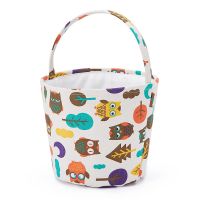 新品卡通风格可折叠儿童玩具积木收纳桶家居布艺杂物整理收纳提篮 多彩猫头鹰