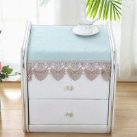 皮床头柜罩套多用途盖巾洗衣机冰箱电视柜茶几蕾丝万能盖巾防尘 素雅浅绿(一个装) 内槽横38*竖40cm尺寸不含花边