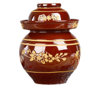中式土陶泡菜坛子传统家用带盖水密封泡菜腌菜发酵加厚陶瓷罐子 水容量 4斤