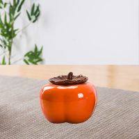 特价创意柿子茶叶罐陶瓷小号家用茶仓密封罐子柿柿如意摆件茶 柿子迷你50g装