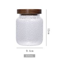 创意带盖子锤纹玻璃茶叶罐密封罐防潮普洱茶罐储存罐小号茶道配件 相思木锤纹玻璃罐500ML