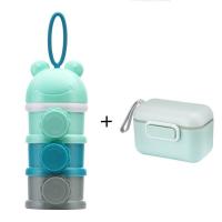 大容量奶粉分装盒便携婴儿外出奶粉盒三层密封装封罐奶粉储存盒 侧开款+蓝色小号