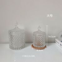 ins韩国菠萝纹方糖玻璃罐首饰品收纳家居复工摆件储物北欧装饰品 大号