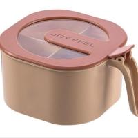 调味罐套装盒子厨房用品带盖盐罐调味品家用带勺收纳盒新款筷子盒 粉色圆形四格调味盒+勺子