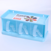 家用调料盒套装塑料抽屉式盐味精调味盒调料罐创意厨房厨房味精 蓝色 2格