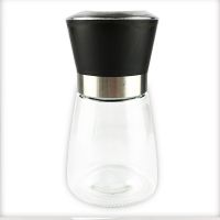 买二送一 胡椒研磨器烧烤调料瓶西餐黑椒孜然玻璃调味罐厨房工具 黑 矮款