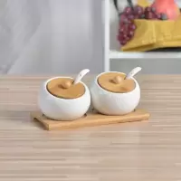 陶瓷调料盒厨房用品调味罐高尔夫创意佐料瓶辣椒盐罐家用组合套装 套二高尔夫配竹板(送勺子标签)