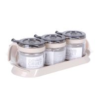 禧天龙玻璃调料盒家用厨房调料罐带盖罐子小组合装创意调味罐套装 三杯套装