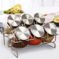 调料盒套装调料架调味品罐置物架调料瓶玻璃家用厨房用品盐胡椒罐 6支装带架