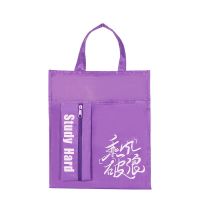 补课袋补习袋大容量小学生手提袋文件袋资料袋补习包男女手拎包 紫色乘风破浪