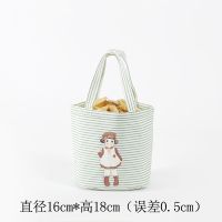 大容量便当包隔热保温包帆布防水冰包学生手提午餐包洋娃娃饭盒袋 中号薄荷绿娃娃 单款饭盒袋(一个)
