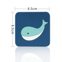 硅胶餐垫小学生一年级午餐垫宝宝防水防油可折叠隔热垫儿童防滑垫 小号杯垫鲸鱼 8.5cm*8.5cm