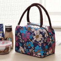 小熊饭盒包保温手拎饭盒袋妈咪手提包学生带饭便当包上班族饭袋子 405紫兰花