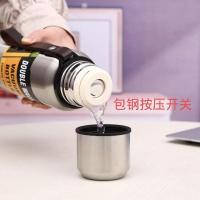 全钢俄罗斯保温杯304不锈钢户外车载旅行水壶便携大容量保温杯壶 本色 600ml包钢按压开关