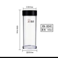 希诺加厚防摔塑料杯PC水杯透明男女儿童学生可爱时尚杯子ins 黑色 迷你165ML-XN-8041