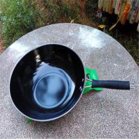 珍珠王铁锅炒锅家用轻便型熟铁搪瓷不生锈厨房炒菜锅燃气烹饪锅具 32厘米锅 平底