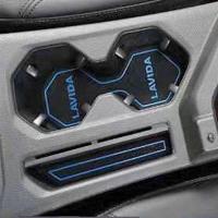 大众朗逸Plus汽车水杯垫车载防滑垫手扶箱垫门槽垫车内饰装饰高档 朗逸plus[蓝色]2件