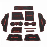 适用大众2020款新帕萨特门槽垫19款内饰改装水杯垫储物箱垫防滑垫 19帕萨特[红色]12片