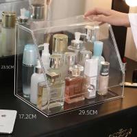 收纳博士透明桌面收纳盒宿舍置物架护肤品大容量防尘一体化妆盒子 透明防尘顶