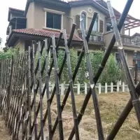 户外伸缩竹篱笆拉网栅栏花园植物爬藤架围栏庭院护栏隔断菜园竹竿 白竹加粗款 30高*200长(拉开后尺寸)