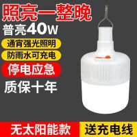 超亮太阳能充电灯泡家用移动夜市灯摆摊手电筒LED无线停电应急灯 超40W[基础款]待机10小时