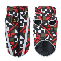 金毛衣服秋冬保暖斗牛泰迪拉布拉多通用棉衣马甲 几何红色 S码(6斤内)