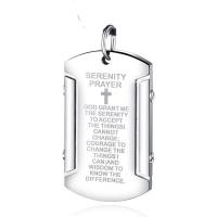 潮男经典十字架钛钢吊牌项链个性霸气男士信仰吊坠嘻哈朋克首饰品 银色吊坠(送黑皮绳链)