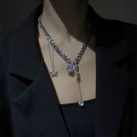 酷甜A妹~轻奢小众设计感粗链条水滴锆石流苏蝴蝶项链短款女脖颈链 酷甜A妹嘻哈蝴蝶古巴项链