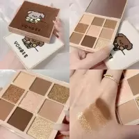 VON GEE9色眼影盘哑光珠光持久防水不晕染超闪丝绒高颜值学生新手 可可狗 1#奶油可可