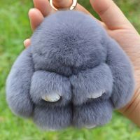 装死小兔子挂件皮草包包挂件女毛绒挂饰萌萌可爱生日礼物女生闺蜜 中灰(8cm)