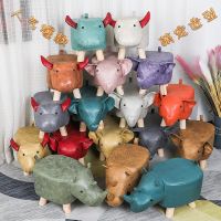 动物换鞋凳子实木宝宝可爱卡通沙发圆凳创意大象儿童小板凳家用 科技布-随机发 高28宽26