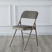 折叠椅子家用靠背椅简易会议凳子便携休闲培训电脑椅学生宿舍餐椅 精桥牌椅-后双梁-灰布