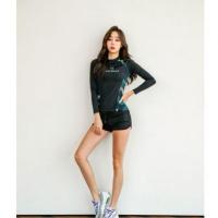 韩国潜水服男水母服防晒情侣泳衣长袖浮潜冲浪分体速干五分沙滩裤 绿色套头三件套(女款) M