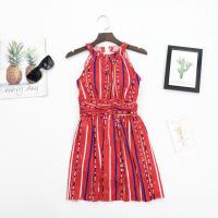 复古高腰泳衣女裙式连体保守平角裤小胸聚拢显瘦修身绑带ins泳装 红色 S[建议85-95斤]