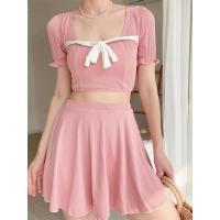 2021新款游泳衣女士分体性感遮肚显瘦比基尼保守学生韩版ins泳装 8275 粉色(优质面料) M(80-95斤)