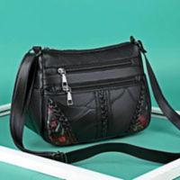 羊皮质感女包斜挎包女大容量百搭软皮单肩包时尚中年女士妈妈包潮 真皮质感女包斜挎包女