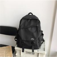 书包男2021新款时尚潮流大容量旅行背包女高中生大学生休闲双肩包 黑色-小号-无挂件 20升以下