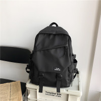 书包男2021新款时尚潮流大容量旅行背包女高中生大学生休闲双肩包 黑色 小号 无挂件