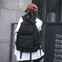 2021潮牌新款日系大容量双肩包男时尚潮高中大学生书包女旅行背包 黑色