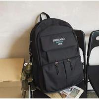 时尚潮流初中生书包女生大容量中学生2021新款双肩包高中生男背包 黑色送长腿蛙挂件(收藏加购送运费险)