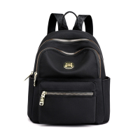 双肩包女夏2021新款韩版百搭牛津布背包时尚休闲大容量旅行书包潮 黑色