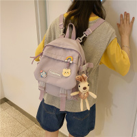 2021新款多用小双肩包小挎包女可爱学生单肩斜挎包多用小背包书包 紫色送徽章和兔子
